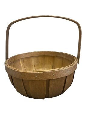 Basketville Putney Vermont Vintage NWT Wooden Gathering Basket Handmade Round